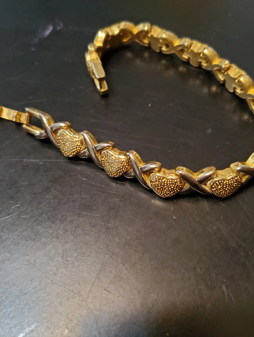 Faux Gold X's And‎ Hearts Bracelet Women Jewelry